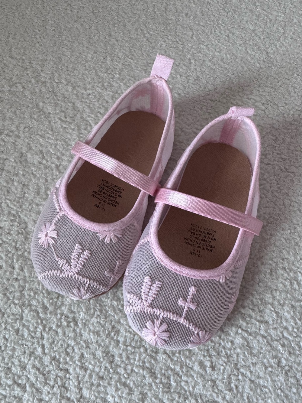 Old Navy Light Pink Embroidered Baby Flats